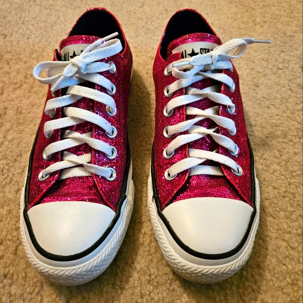 Pink Glitter CONVERSE Sneakers - Size 7 - EUC